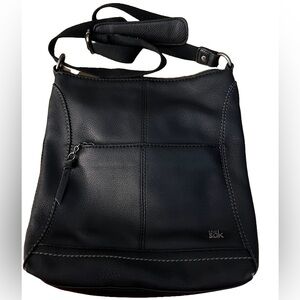 The Sak Iris Black Pebbled Soft Leather Adjustable Crossbody Shoulder Bag Purse